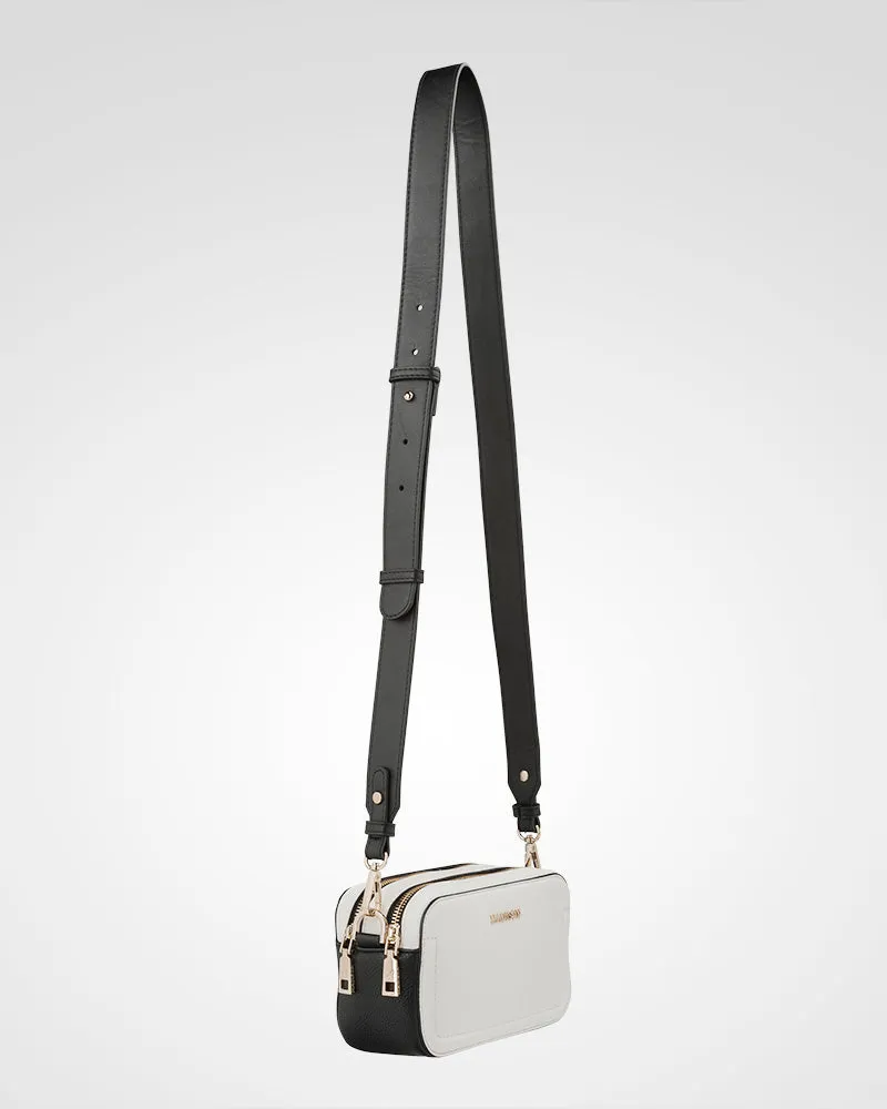 Maddie Double Zip Camera Crossbody Bag   Resin Chain With Wide Strap