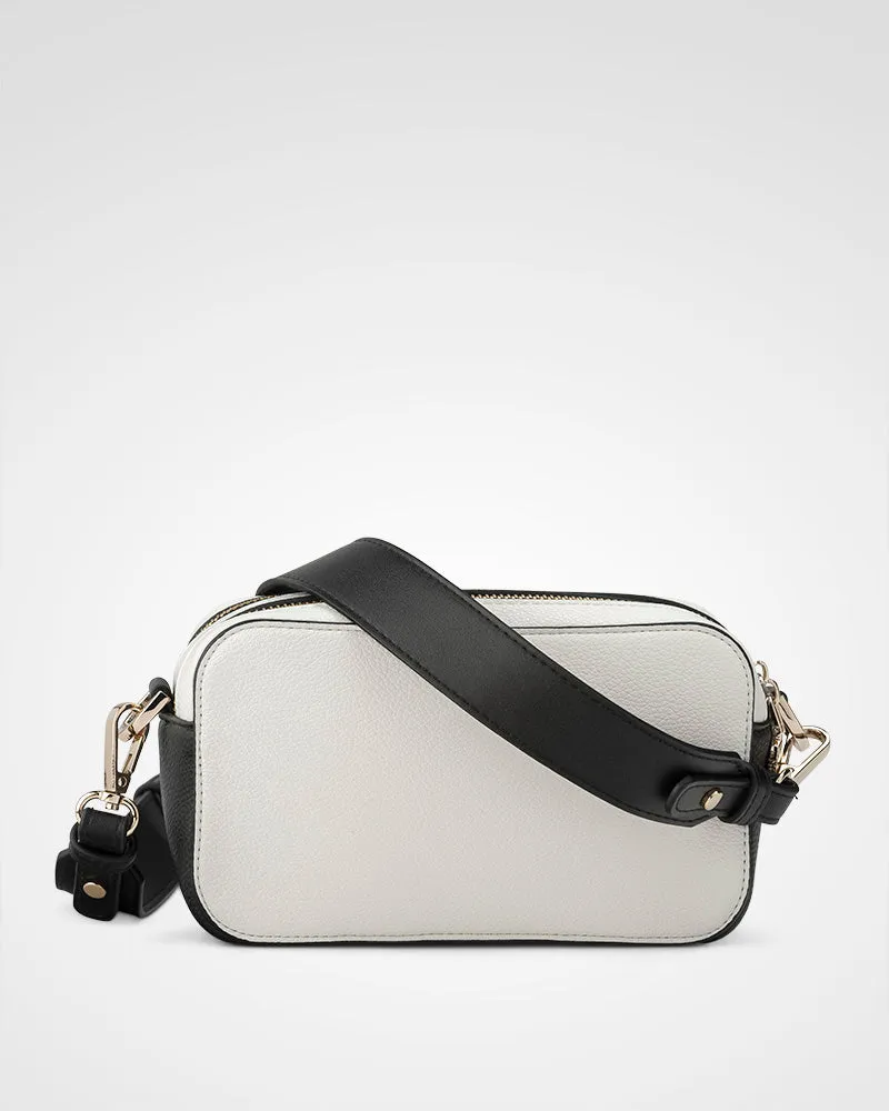 Maddie Double Zip Camera Crossbody Bag   Resin Chain With Wide Strap