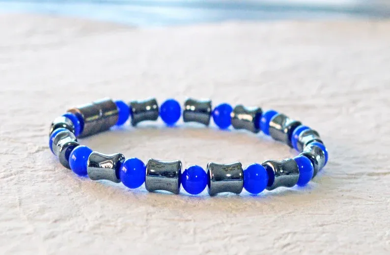 Magnetic Bracelet for Men with Blue Cat's Eye