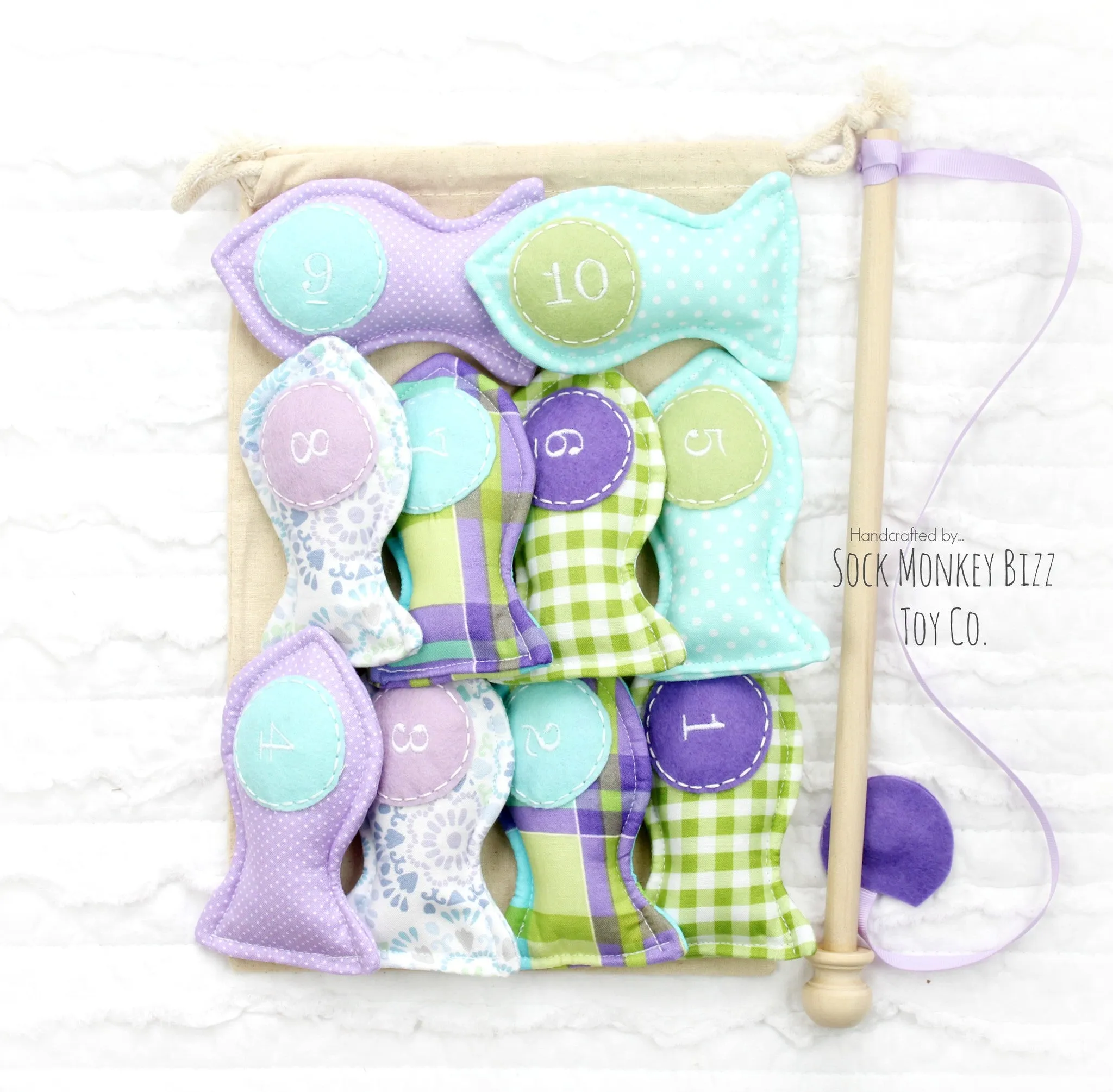 Magnetic Fishing Game, Turquoise, Purple, and Lime