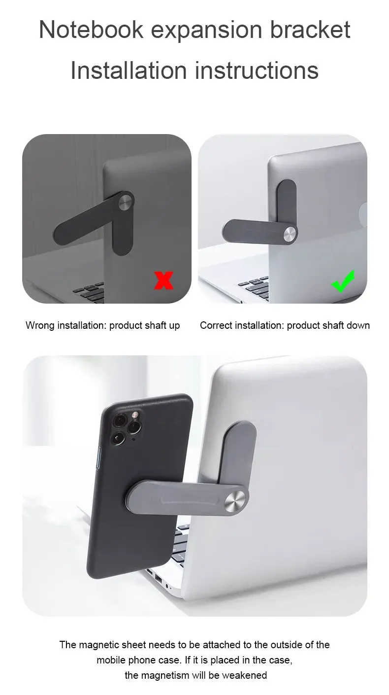 Magnetic Folding Laptop Screen Support & Adjustable Side Mount