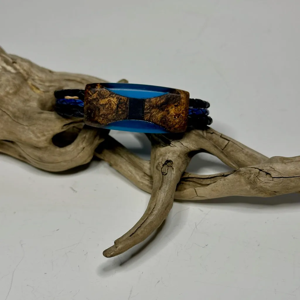 MEDIUM ELIPSE MIXED MEDIA AND WOOD BRACELET WITH MAGNETIC CLOSURE - NL268