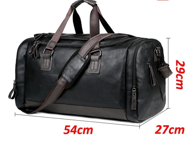 Men’s PU Leather Gym Duffel Bag – Stylish Travel & Fitness Shoulder Tote