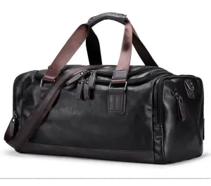 Men’s PU Leather Gym Duffel Bag – Stylish Travel & Fitness Shoulder Tote