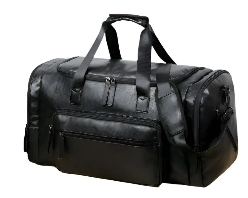 Men’s PU Leather Gym Duffel Bag – Stylish Travel & Fitness Shoulder Tote