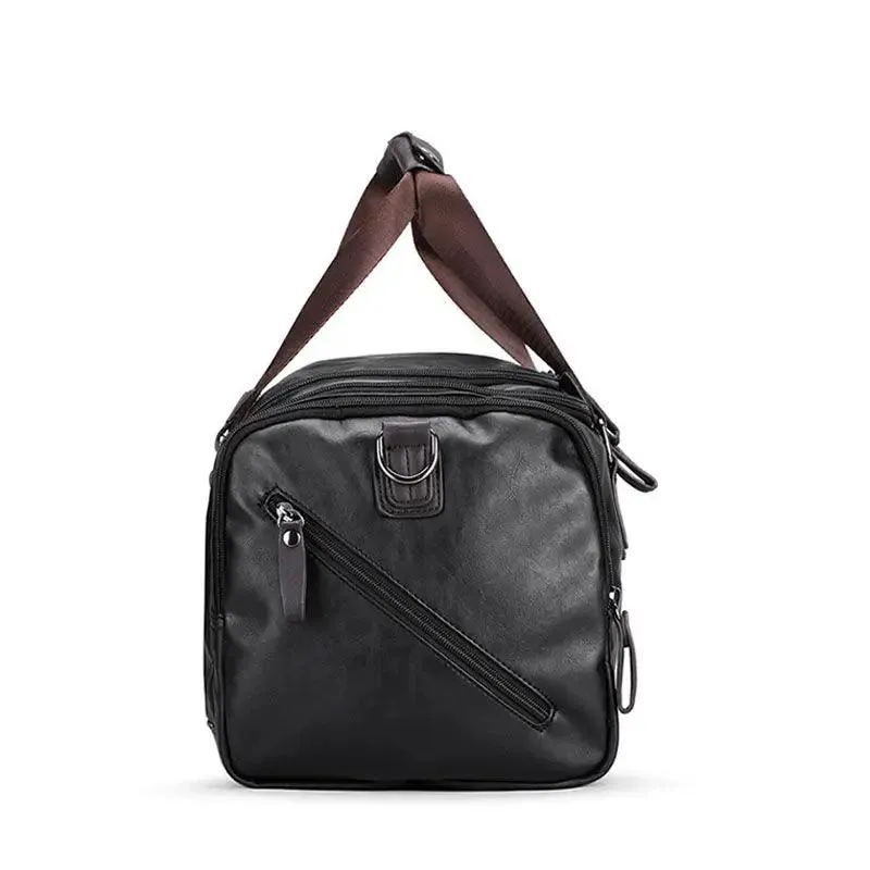 Men’s PU Leather Gym Duffel Bag – Stylish Travel & Fitness Shoulder Tote
