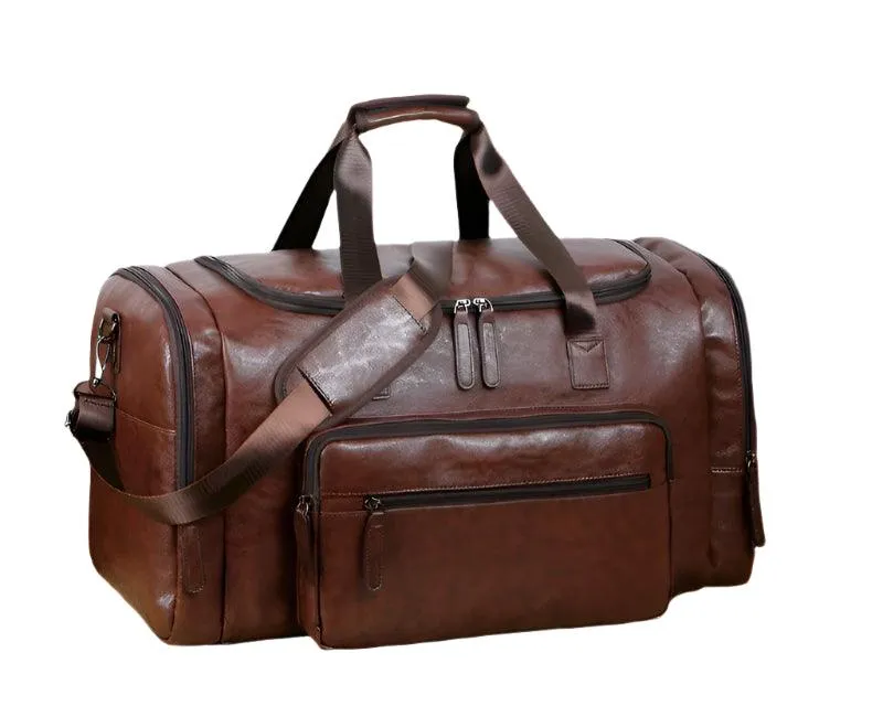 Men’s PU Leather Gym Duffel Bag – Stylish Travel & Fitness Shoulder Tote