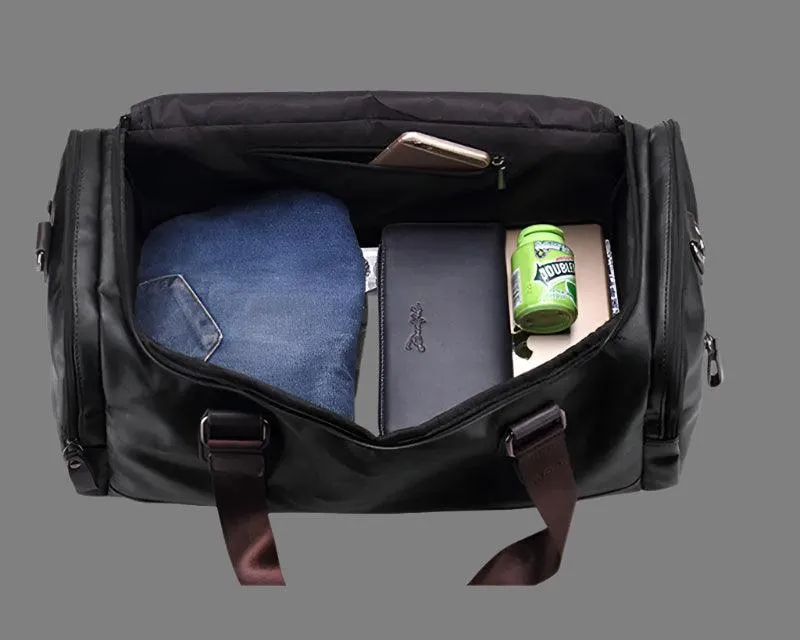 Men’s PU Leather Gym Duffel Bag – Stylish Travel & Fitness Shoulder Tote