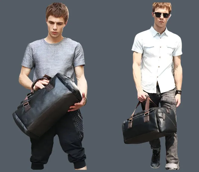 Men’s PU Leather Gym Duffel Bag – Stylish Travel & Fitness Shoulder Tote