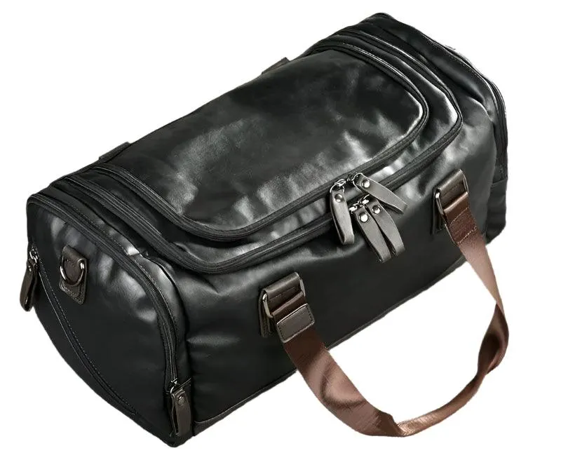 Men’s PU Leather Gym Duffel Bag – Stylish Travel & Fitness Shoulder Tote