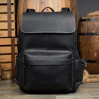 Mens Vintage Leather Backpack for Work