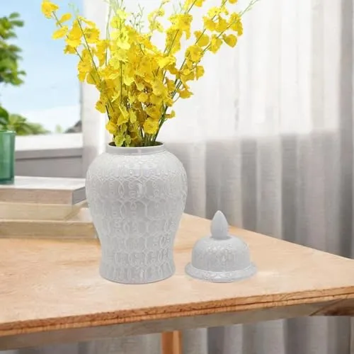 MERISHOPP®Ceramic Jar Interior Design Table Center Vase for Living Room Office Kitchen|Home & Garden | Home Decor| Vases|1 Ceramic Ginger Jar