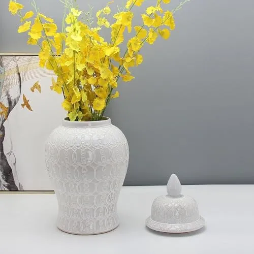 MERISHOPP®Ceramic Jar Interior Design Table Center Vase for Living Room Office Kitchen|Home & Garden | Home Decor| Vases|1 Ceramic Ginger Jar