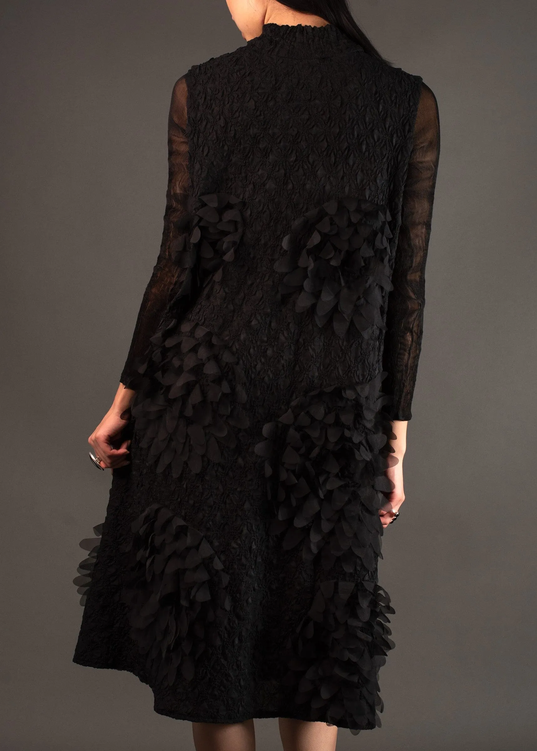 Mock Neck Textured Petal Dress