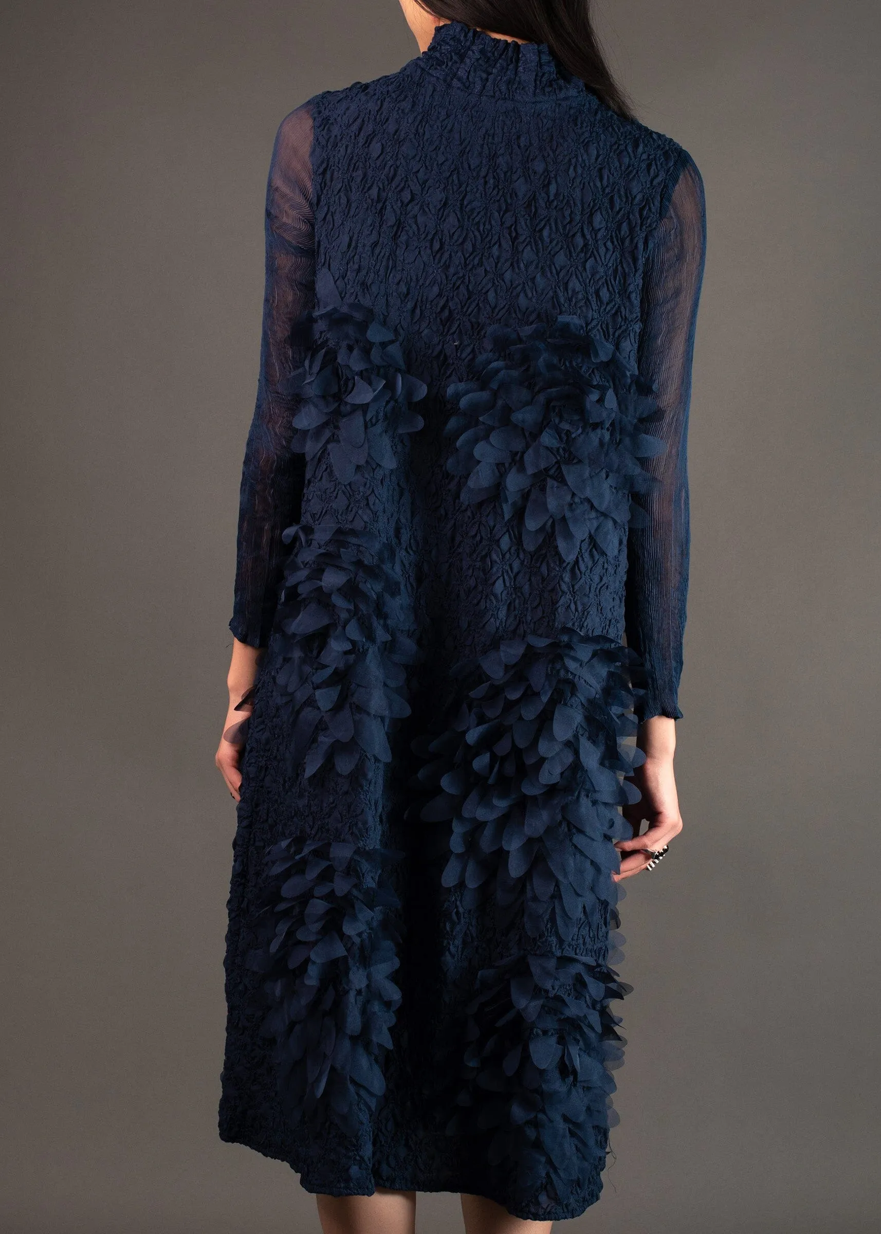 Mock Neck Textured Petal Dress