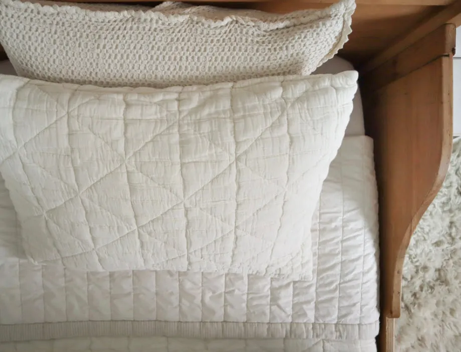 NEW GRAIN QUILTED PILLOWCASE || NATURAL
