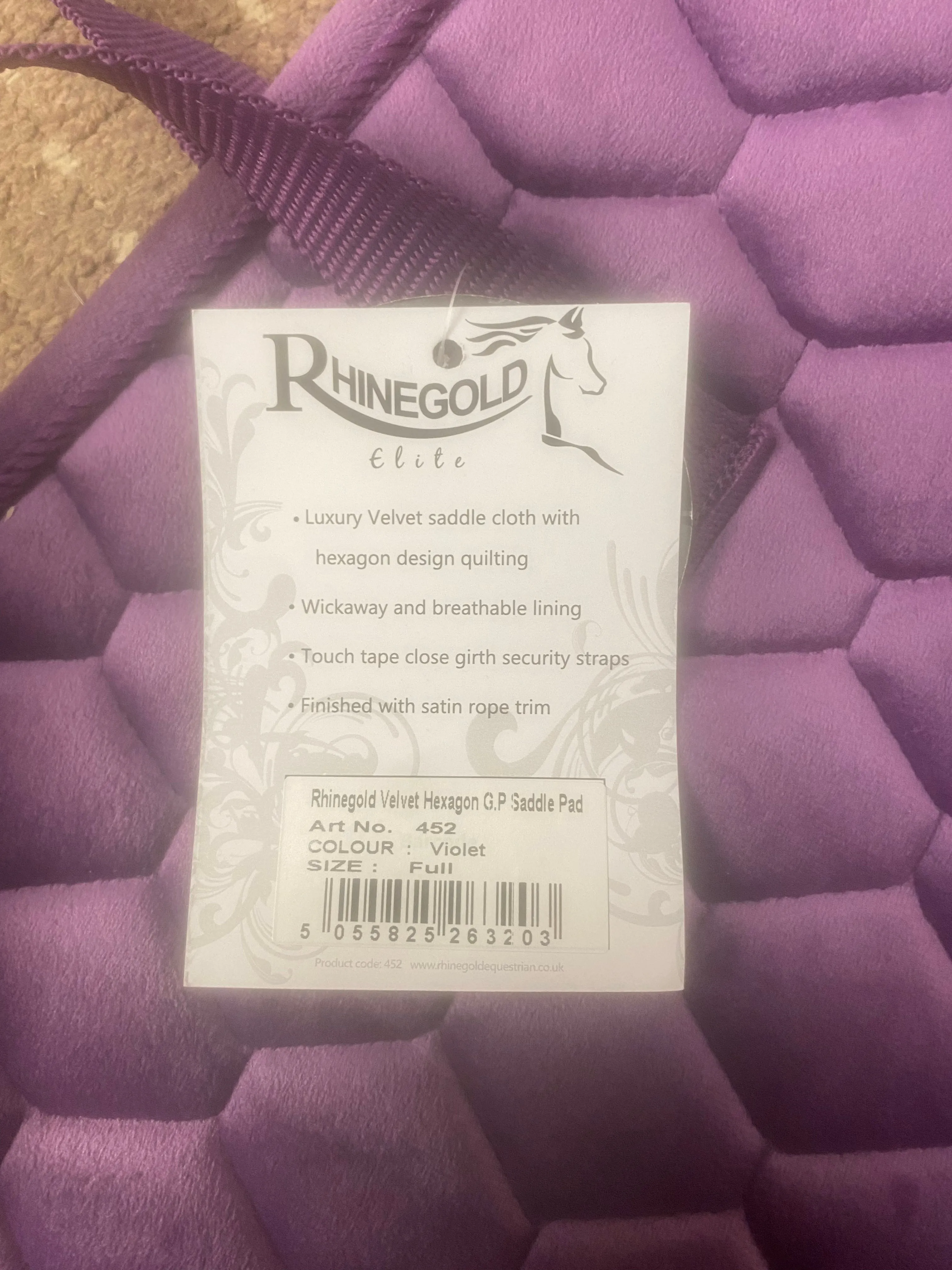New rhinegold velvet hexagon saddle pad FREE POSTAGE🟢