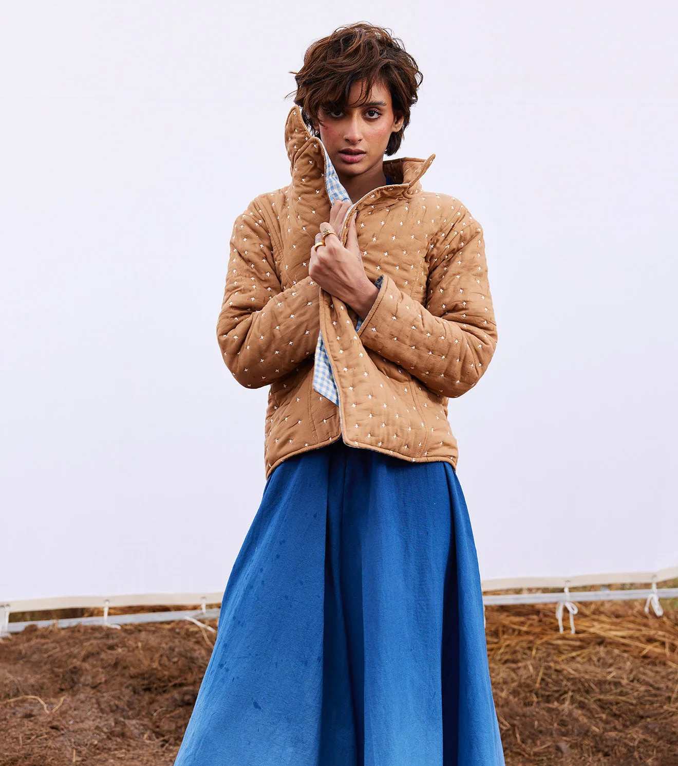 New Season Spring Summer 2025-Jacket-Cotton Mul Barn Fawn beige-KW903-Fashion Edit Diana by Khara Kapas
