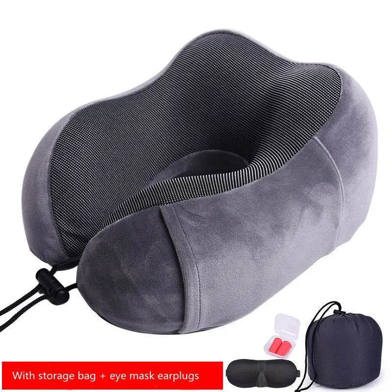 New U-Shaped Pillow Storage Memory Foam Travel Pillow