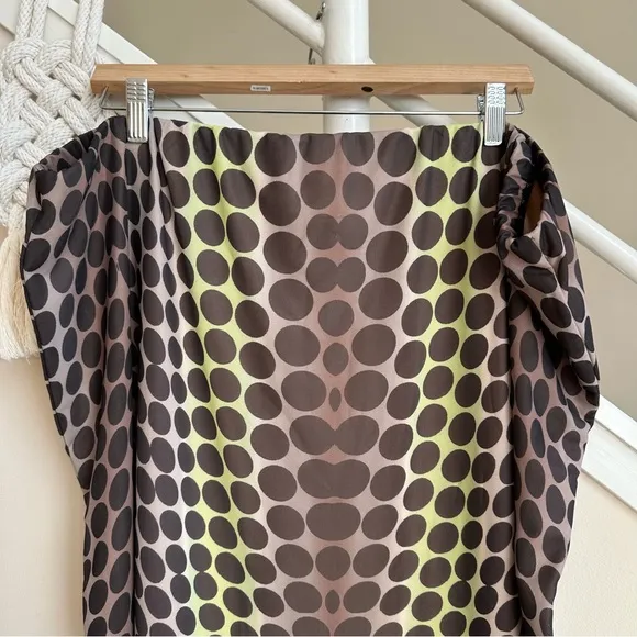 NWT AFRM Lynn Abstract Dot Mesh Stretch Midi Skirt Ombré Brown Pink Multi Sz 3X
