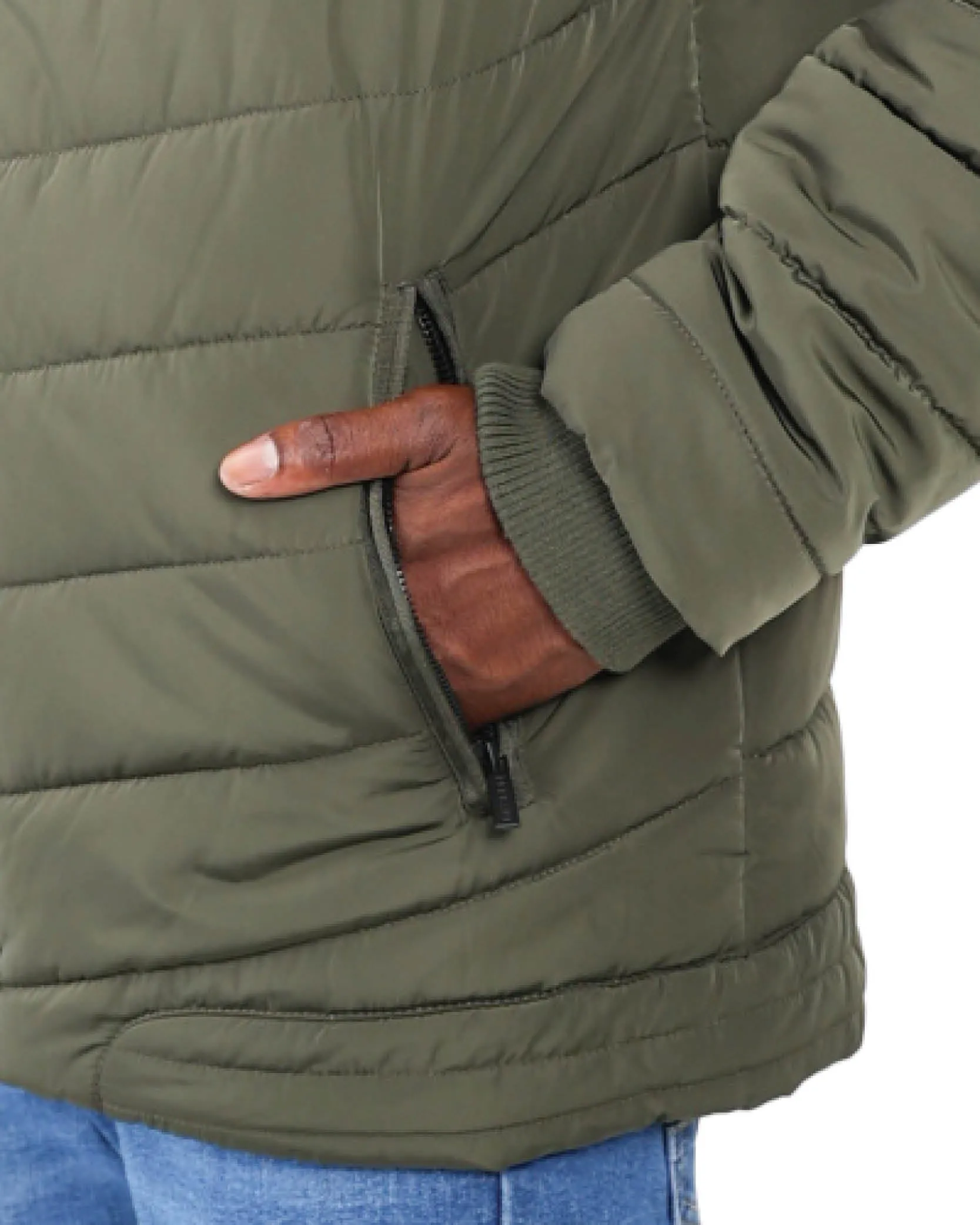 Olive Padded Biker Jacket