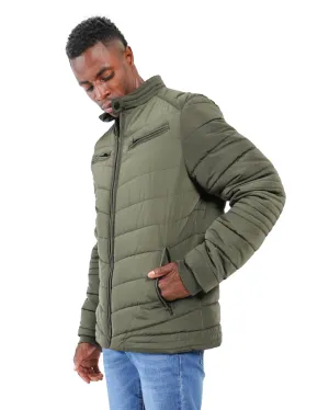 Olive Padded Biker Jacket