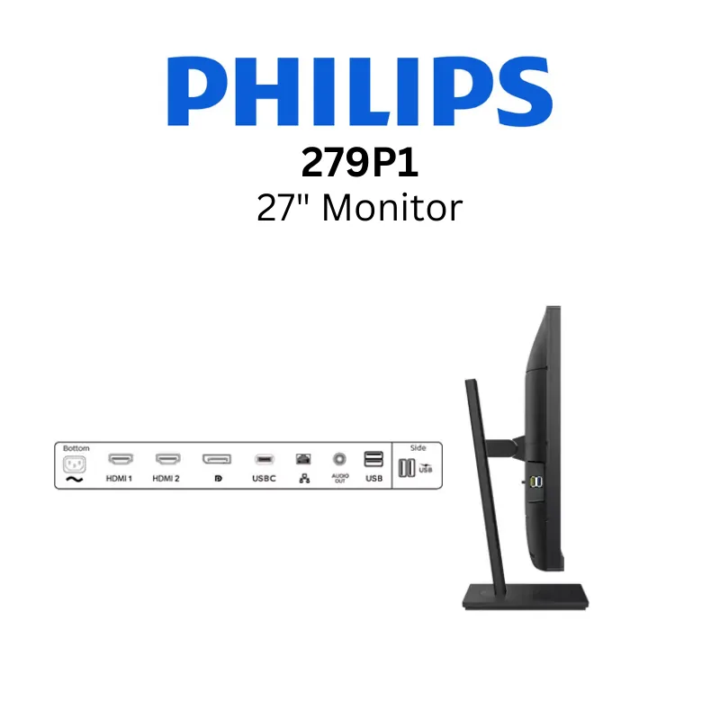 Philips 279P1 27" IPS Panel 3840 x 2160 60Hz Monitor / 4ms / HDMI cable / Type-C / 3 W x 2 speaker