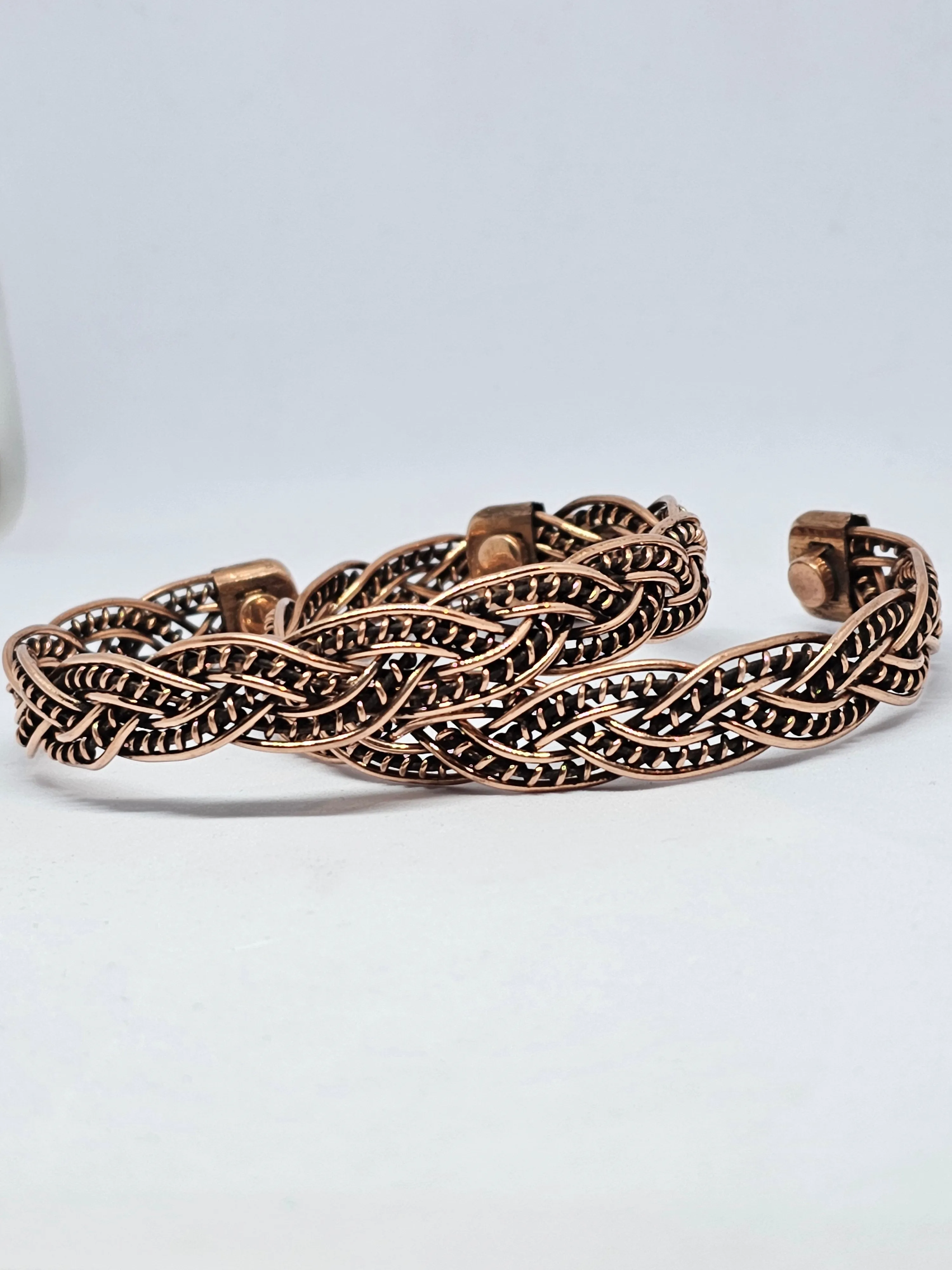 Plaited Woven Pattern Copper Magnetic Bracelet