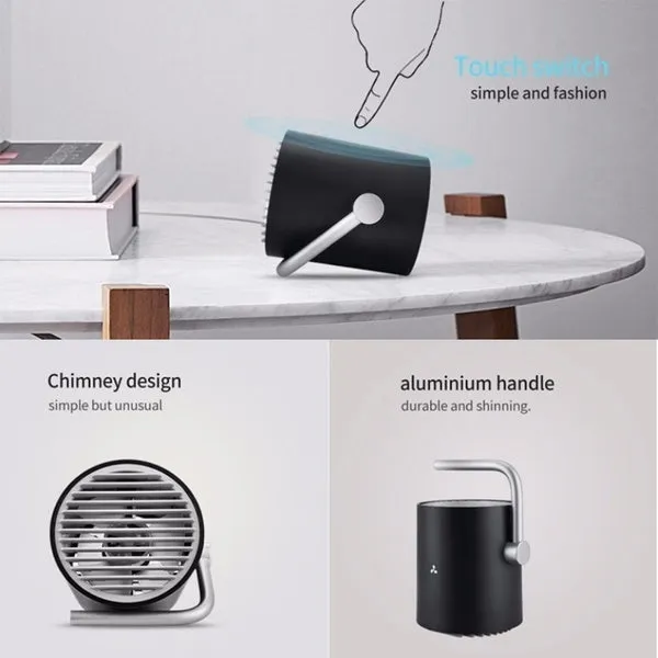 Portable Mini Whisper Quiet Cyclone Air Circulating Technology Touch Sensoring USB Table Desk Fan