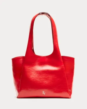Portia Satchel - Crinkled Leather Red