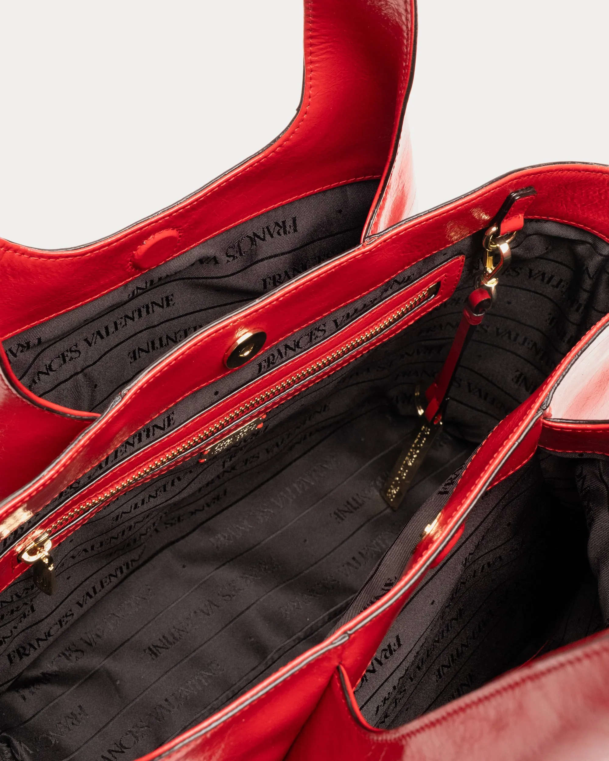 Portia Satchel - Crinkled Leather Red