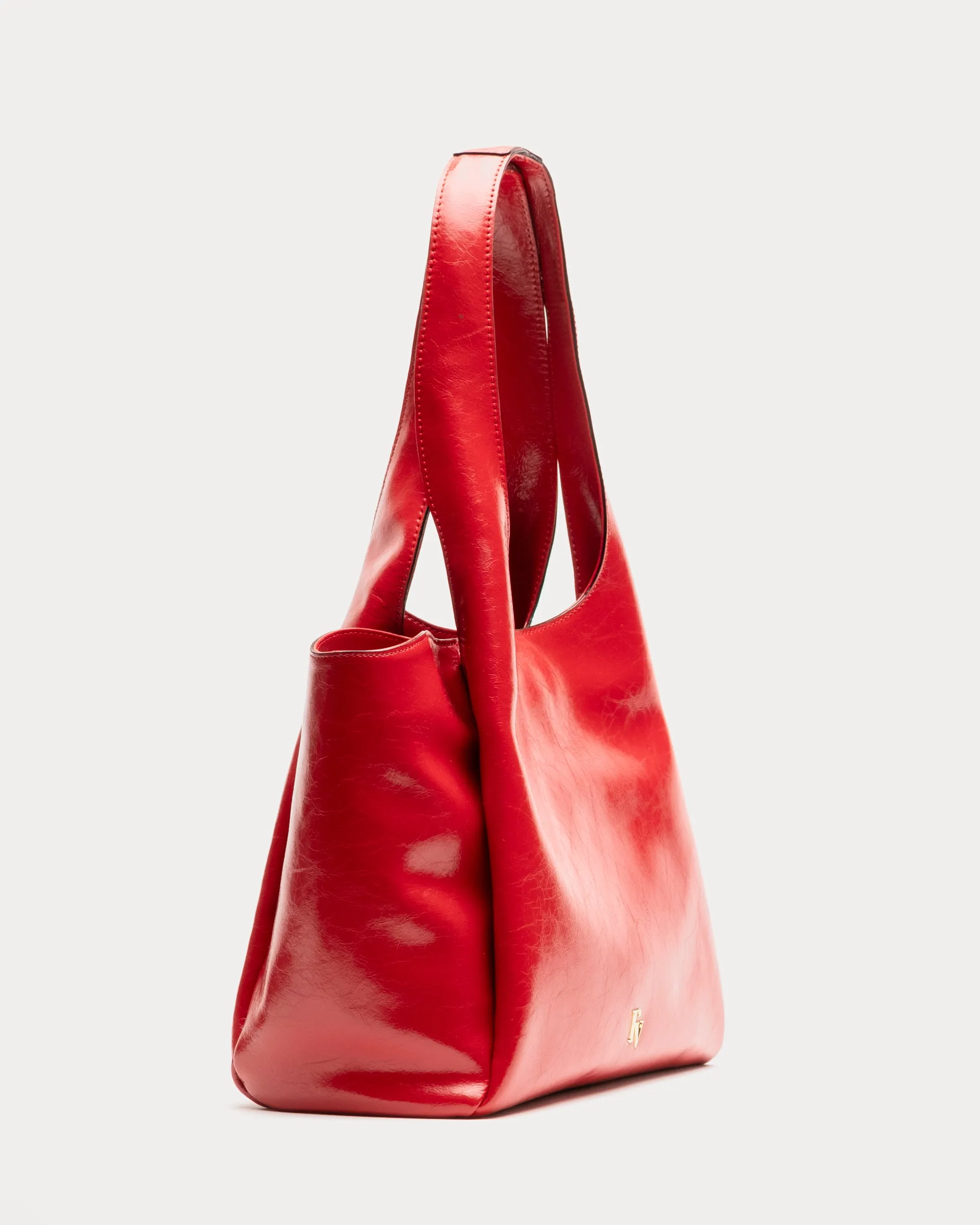 Portia Satchel - Crinkled Leather Red