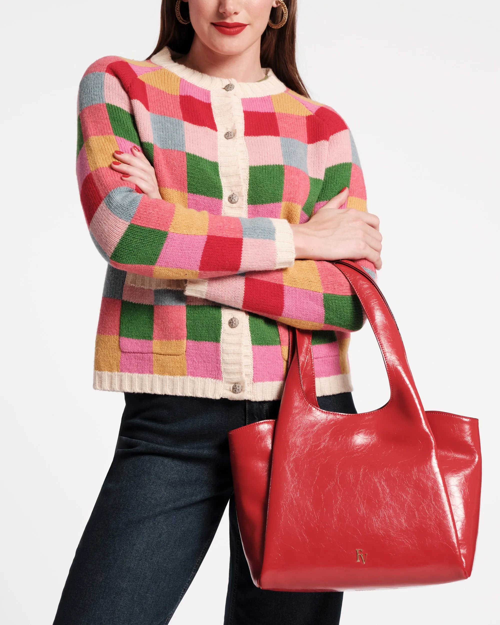 Portia Satchel - Crinkled Leather Red