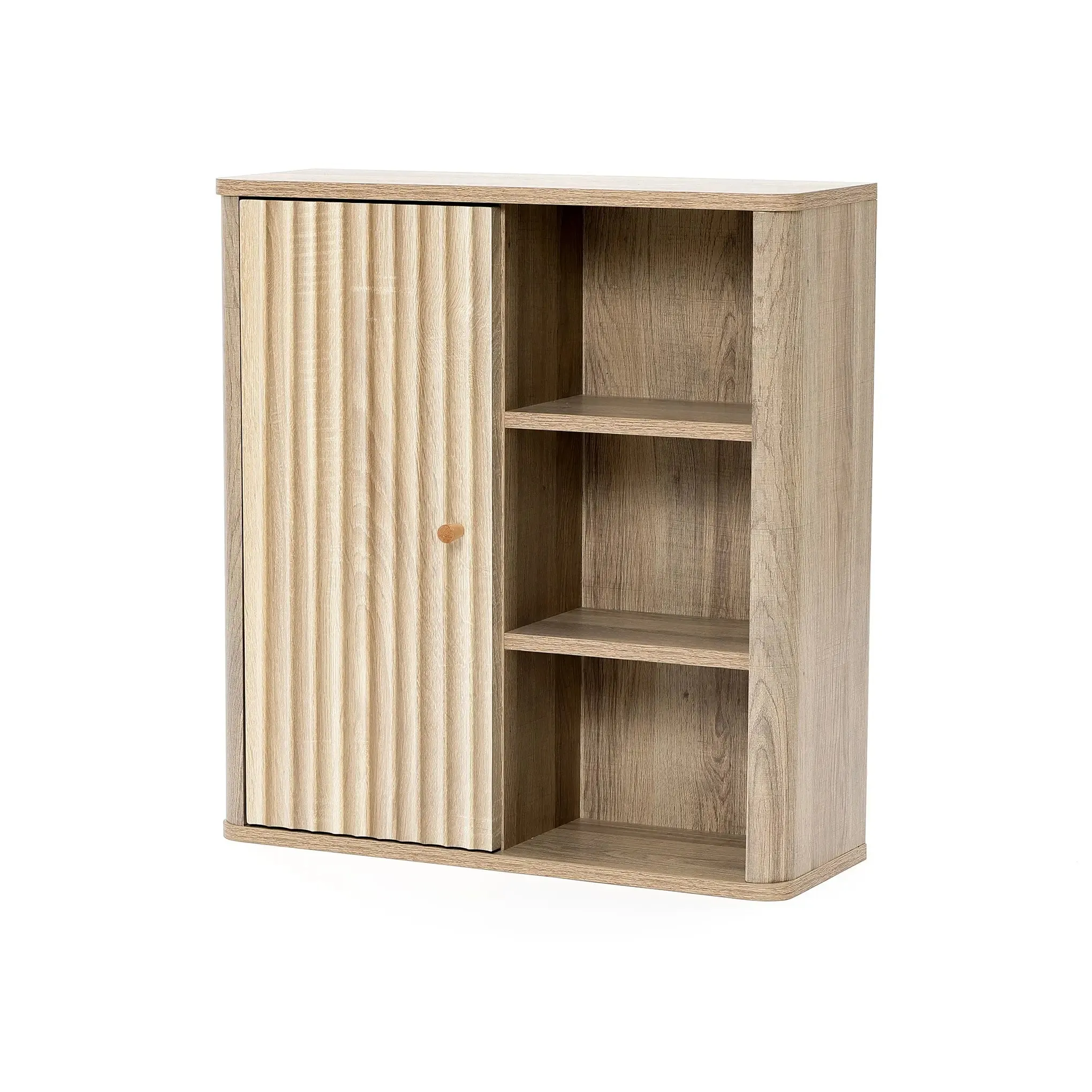 Priya natural finish wave wall cabinet