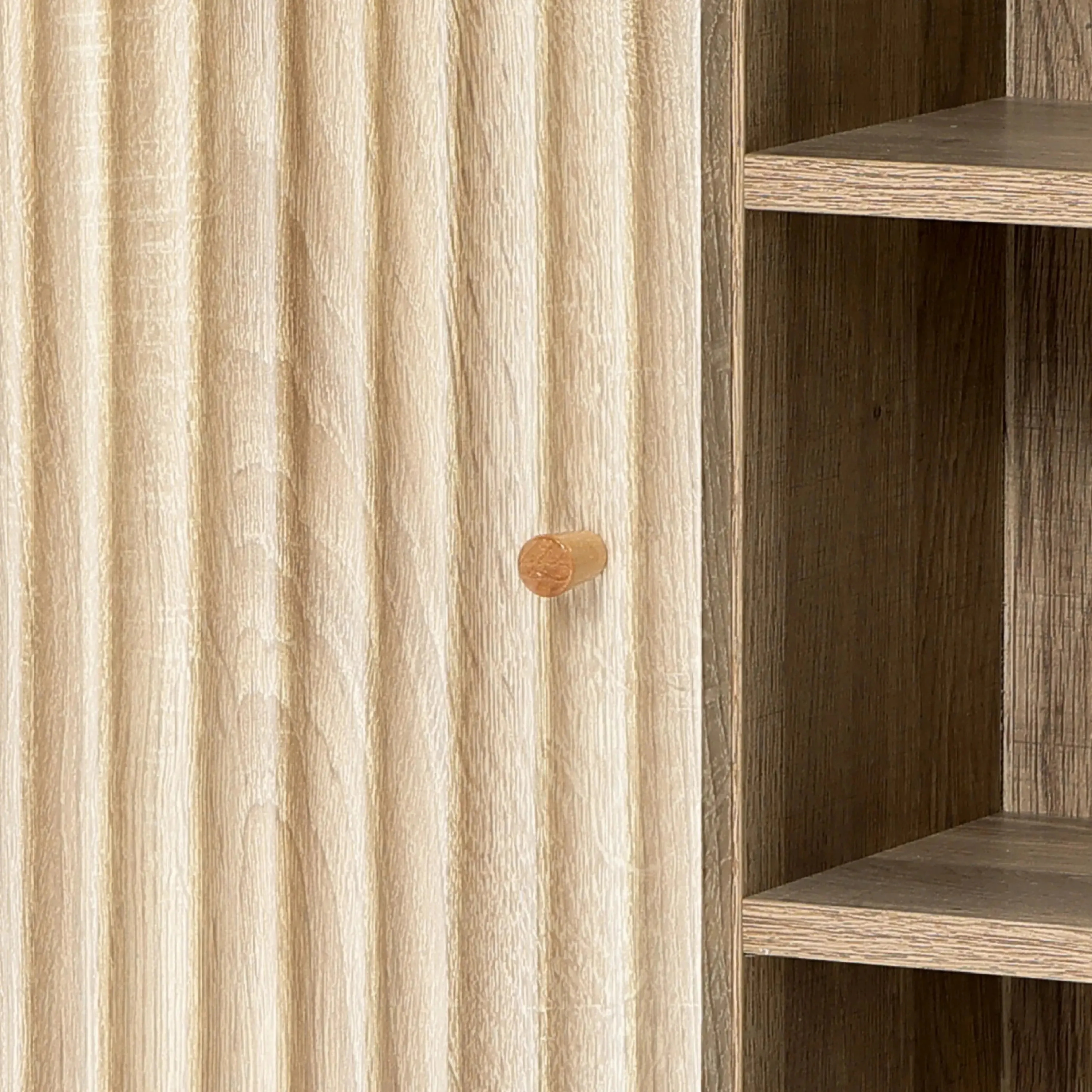 Priya natural finish wave wall cabinet