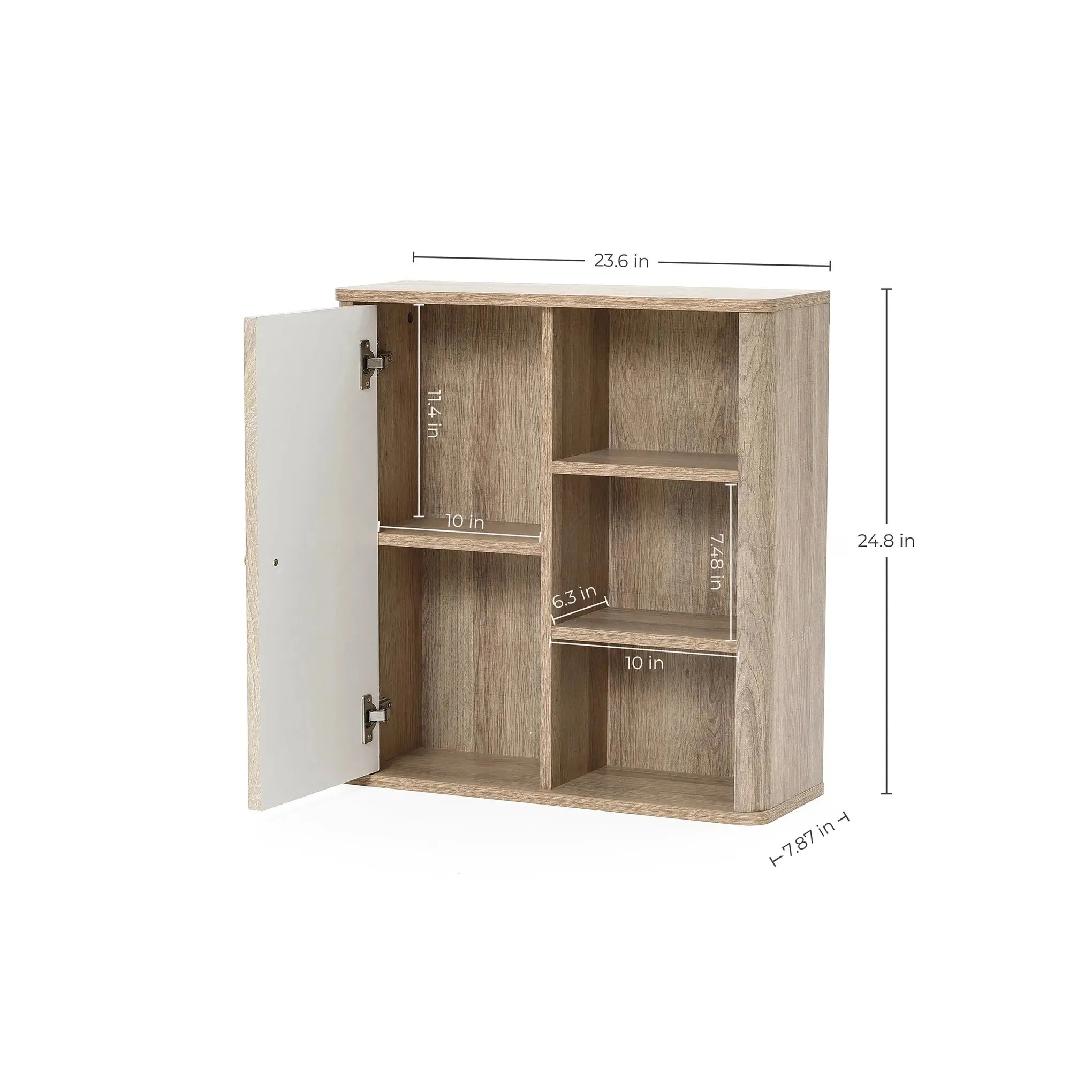 Priya natural finish wave wall cabinet