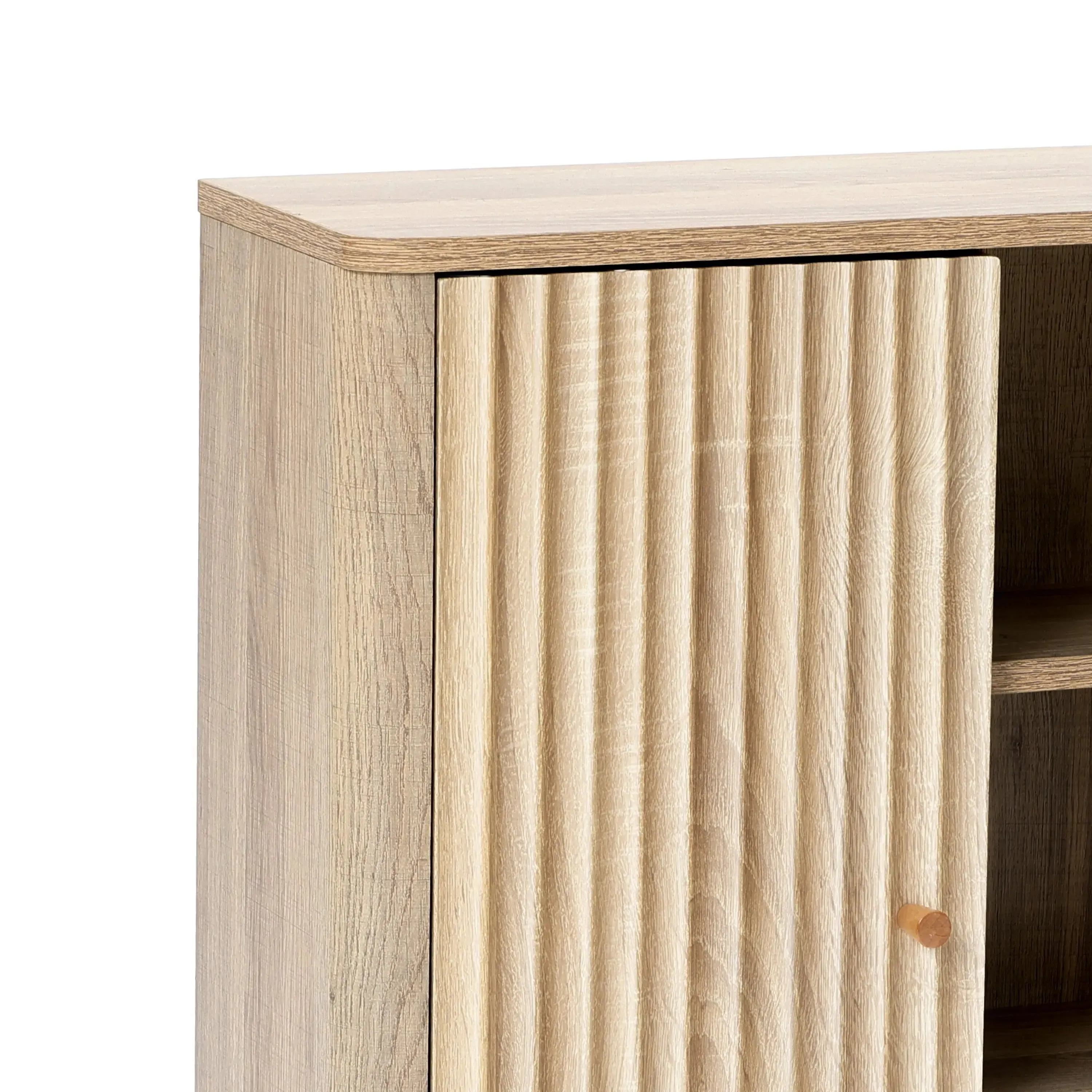Priya natural finish wave wall cabinet