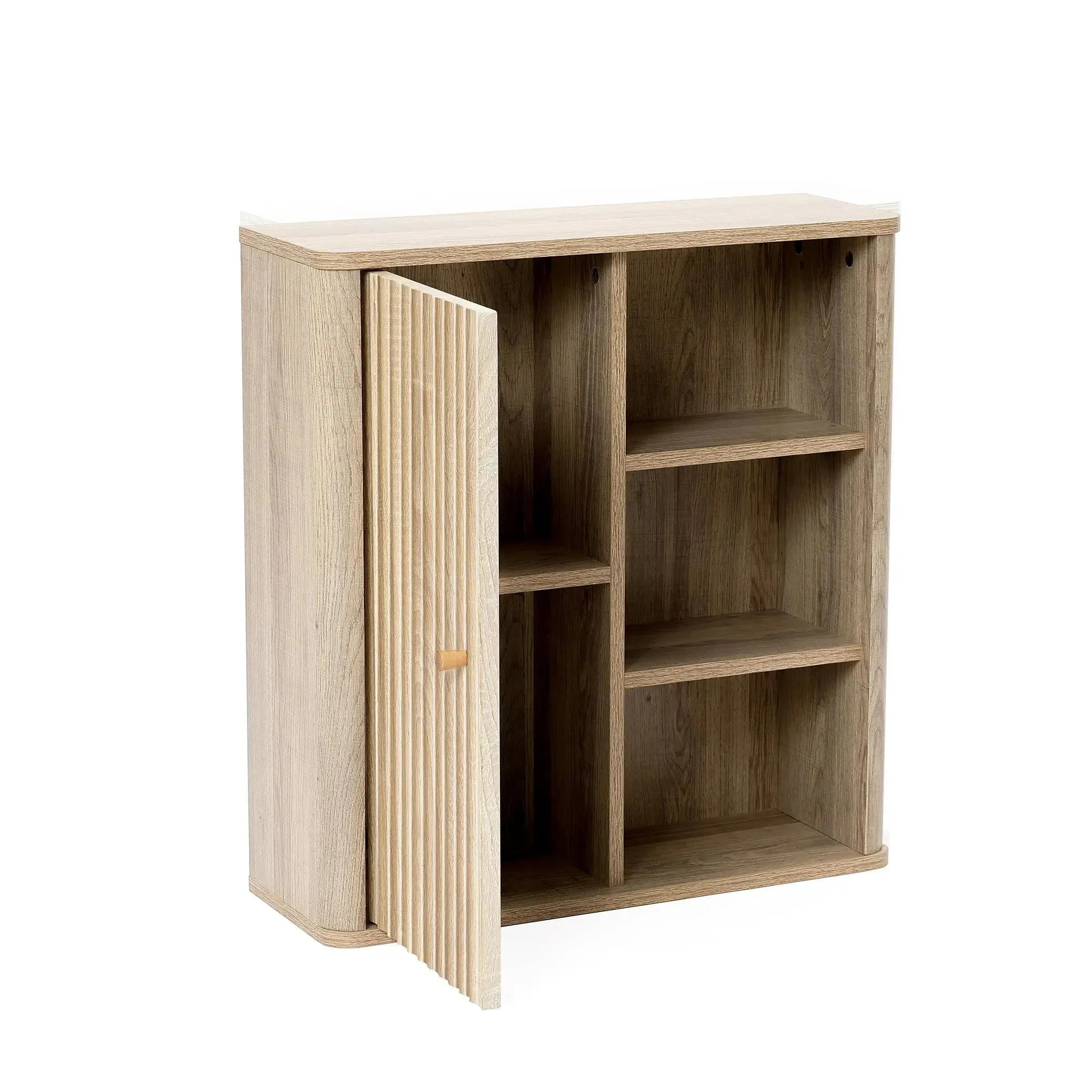 Priya natural finish wave wall cabinet