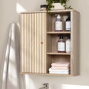 Priya natural finish wave wall cabinet