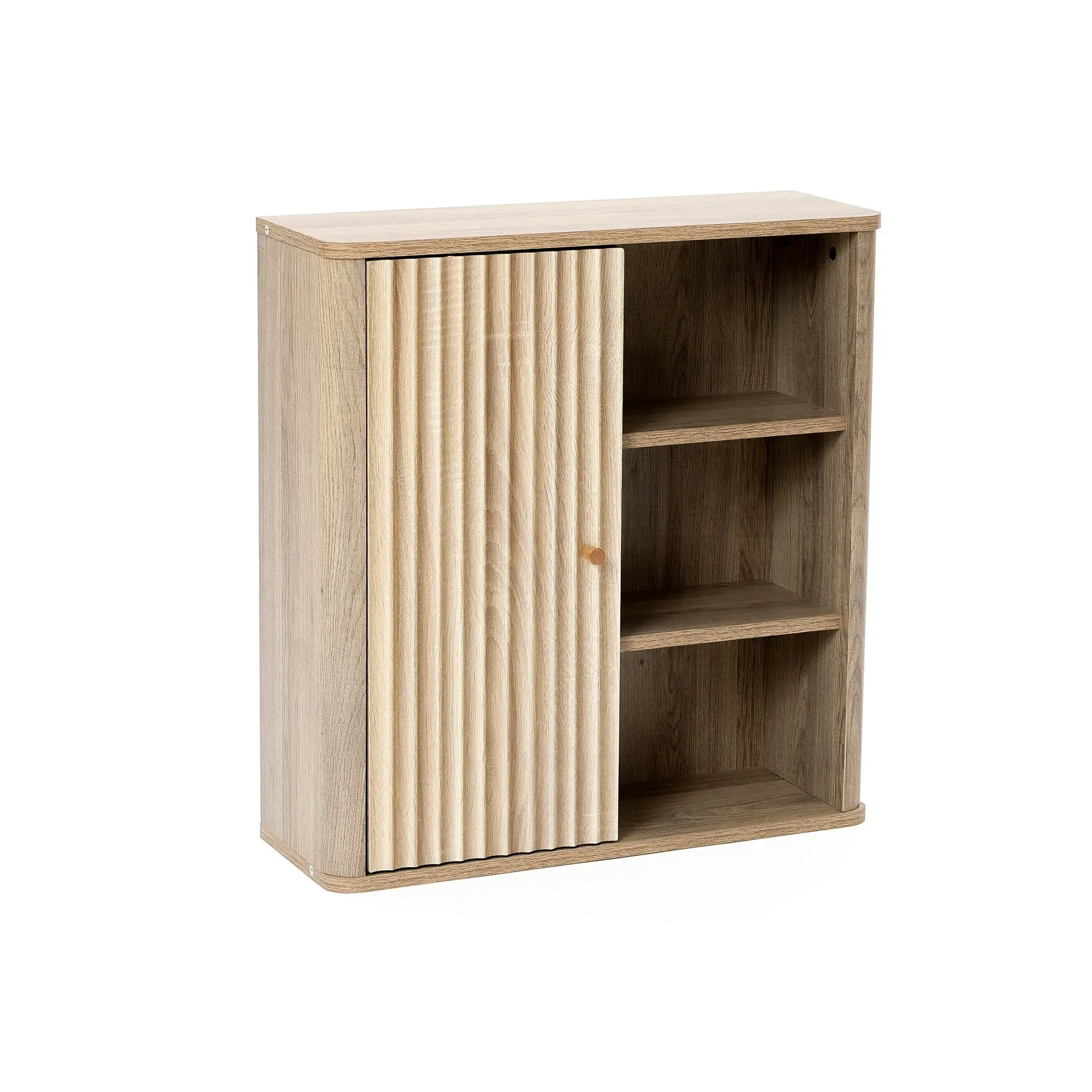 Priya natural finish wave wall cabinet