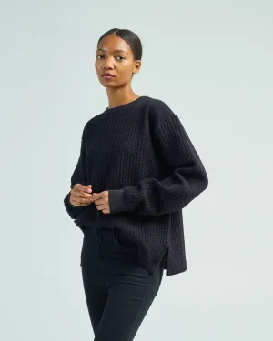 quilted crew neck top