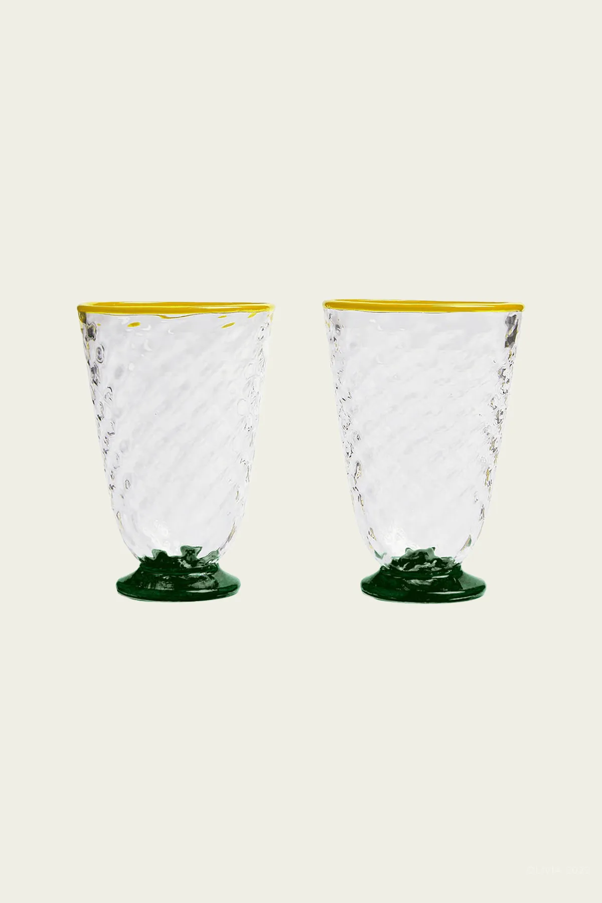 Quilted Glasses Set of 2 in Green