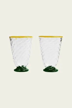 Quilted Glasses Set of 2 in Green