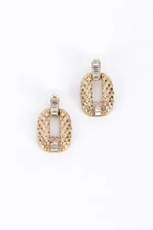 Quilted Hoop Drop Earrings