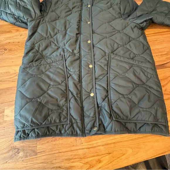 Quince Jacket Women’s XL Green Featherless Quilted Long Puffer Jacket