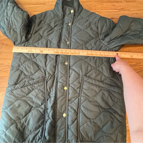 Quince Jacket Women’s XL Green Featherless Quilted Long Puffer Jacket