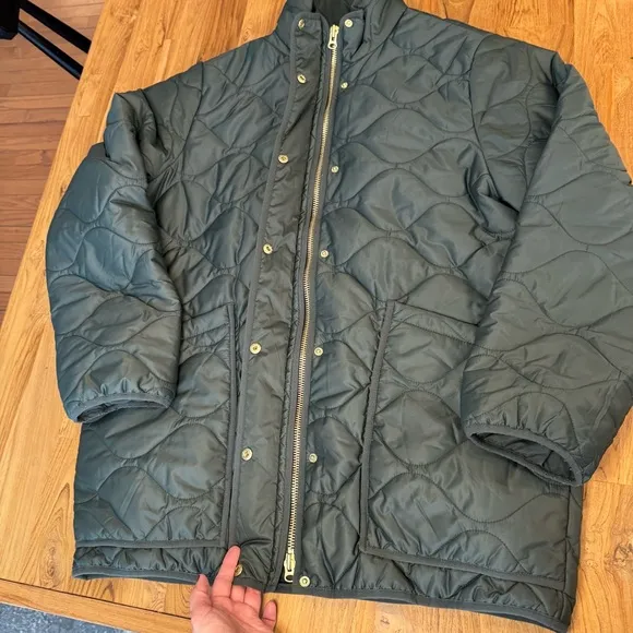 Quince Jacket Women’s XL Green Featherless Quilted Long Puffer Jacket