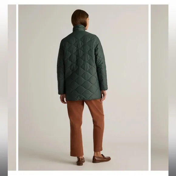 Quince Jacket Women’s XL Green Featherless Quilted Long Puffer Jacket