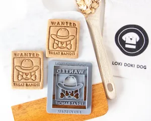 "Wanted, Treat Bandit" Wild West Outlaw Poster Shaped Dog Cookie Cutter