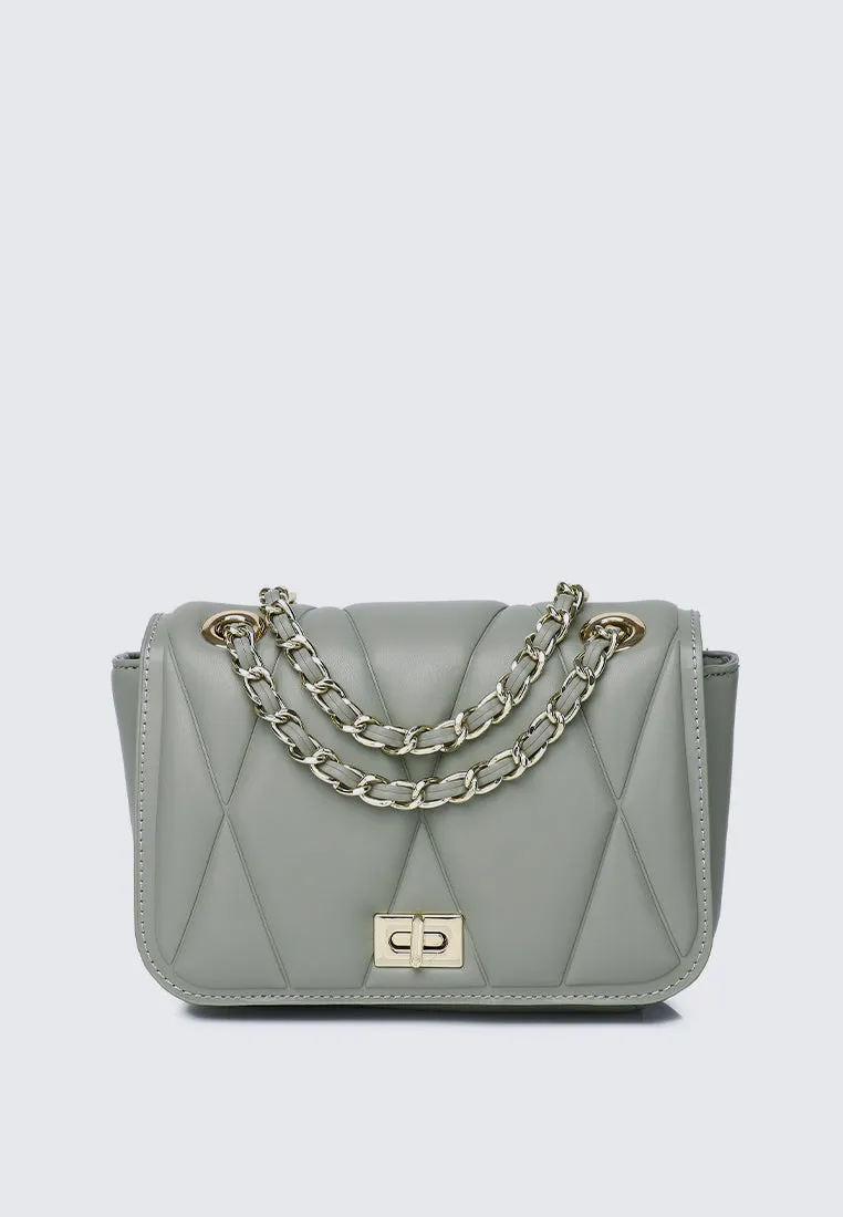 Raina Quilted Chain Strap Bag (Olive Drab)